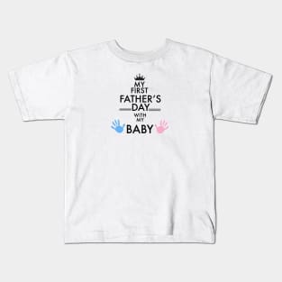 My first Father's Day greeting card with baby hand print Kids T-Shirt